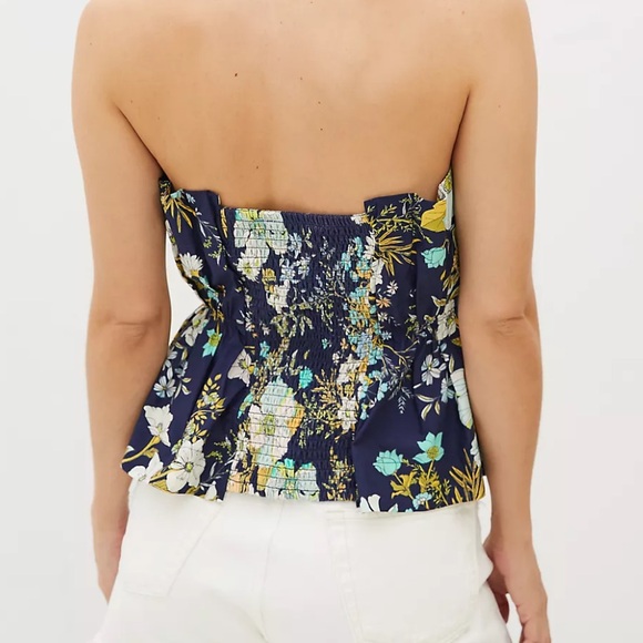 ANTHROPOLOGIE • Blue Floral Ruffle Sleeve Top - Picture 2 of 6
